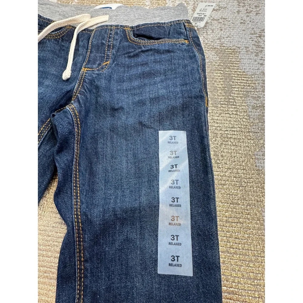 OLD NAVY Toddler Boys Denim Dark Relaxed Fit Pull On Comfort Waist Jeans NWT 3T